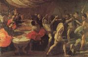 LANFRANCO, Giovanni Banquet with a Gladiatorial Contest Norge oil painting reproduction